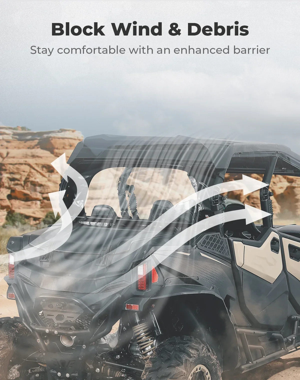 Soft Rear Windshield Roll Up/Down For CFMOTO ZForce 800 Trail, 950 Trail Sport 4 2023+ Back Soft Panel Transparent Roll Window