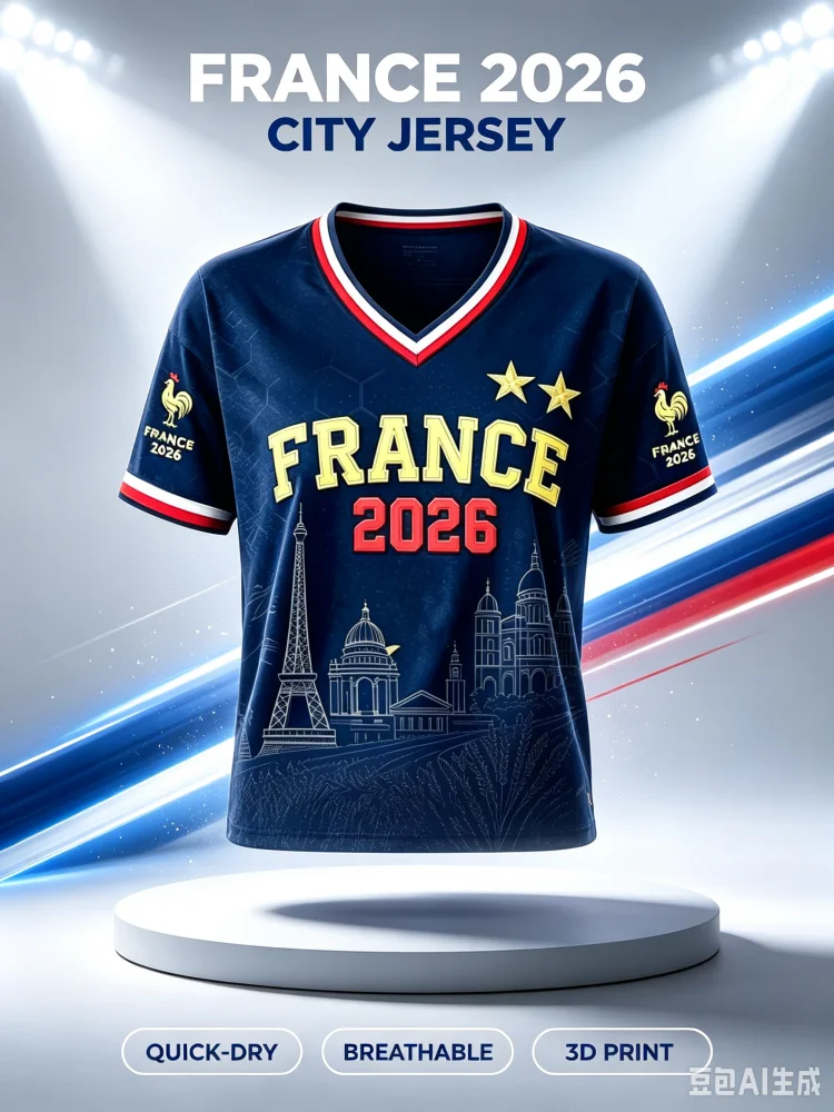 26-27 New French Fan Customized Casual Sports Fast Drying Breathable 3D Printed T-shirt for Family and Children's Wear