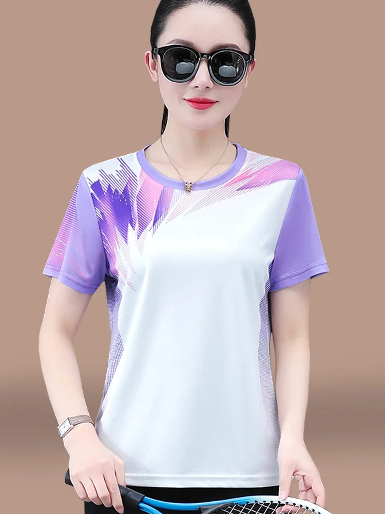 

Ladies Ice Silk ort Sve T-irt Loose Fit Qui Dry Sportswear Fitn Running Top Comfortable Breathable Summer irt