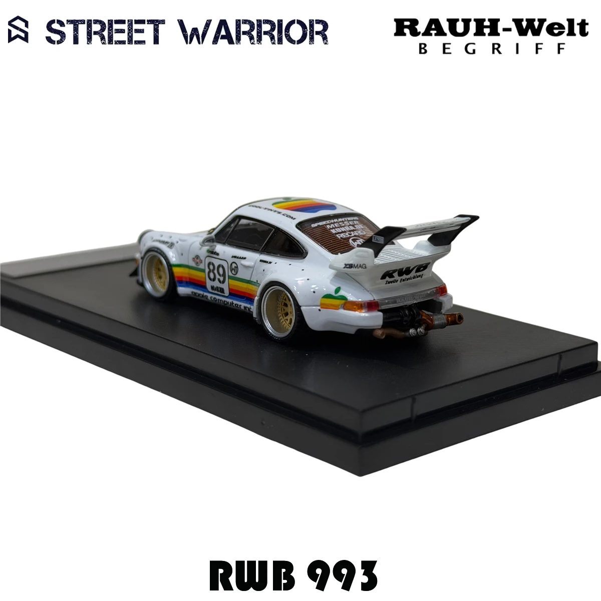 SW 재고 있음 1:64 RWB 993 블랙 애플 다이캐스트 디오라마 자동차 모델 컬렉션 스트리트 워리어 썸네일 5
