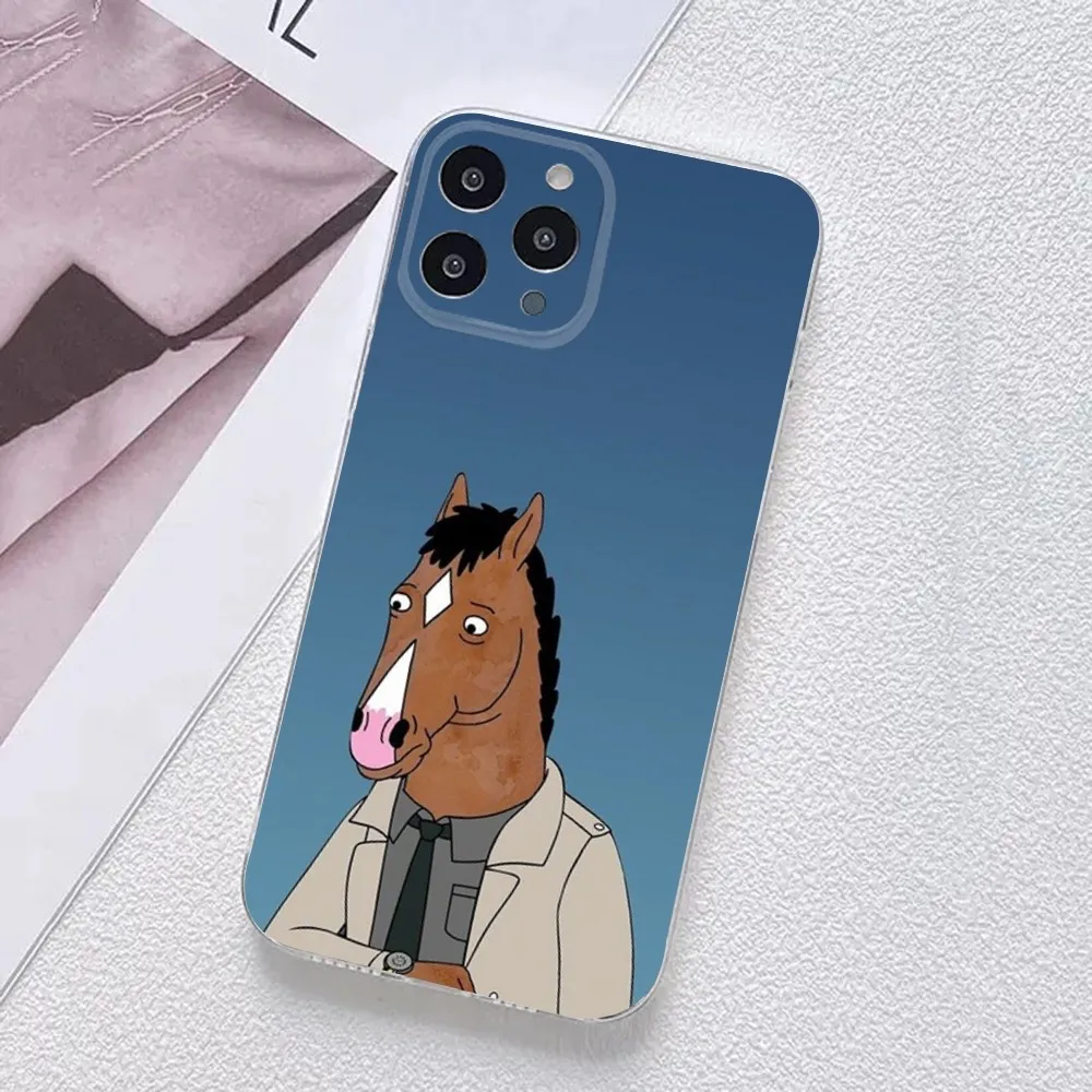 B-Bojack cartoon H-Horseman funny Phone Case For iPhone 11,12,Mini,13,14,15,Pro,XS,Max,X 8,7,6s,Plus,5,SE,XR Transparent Shell