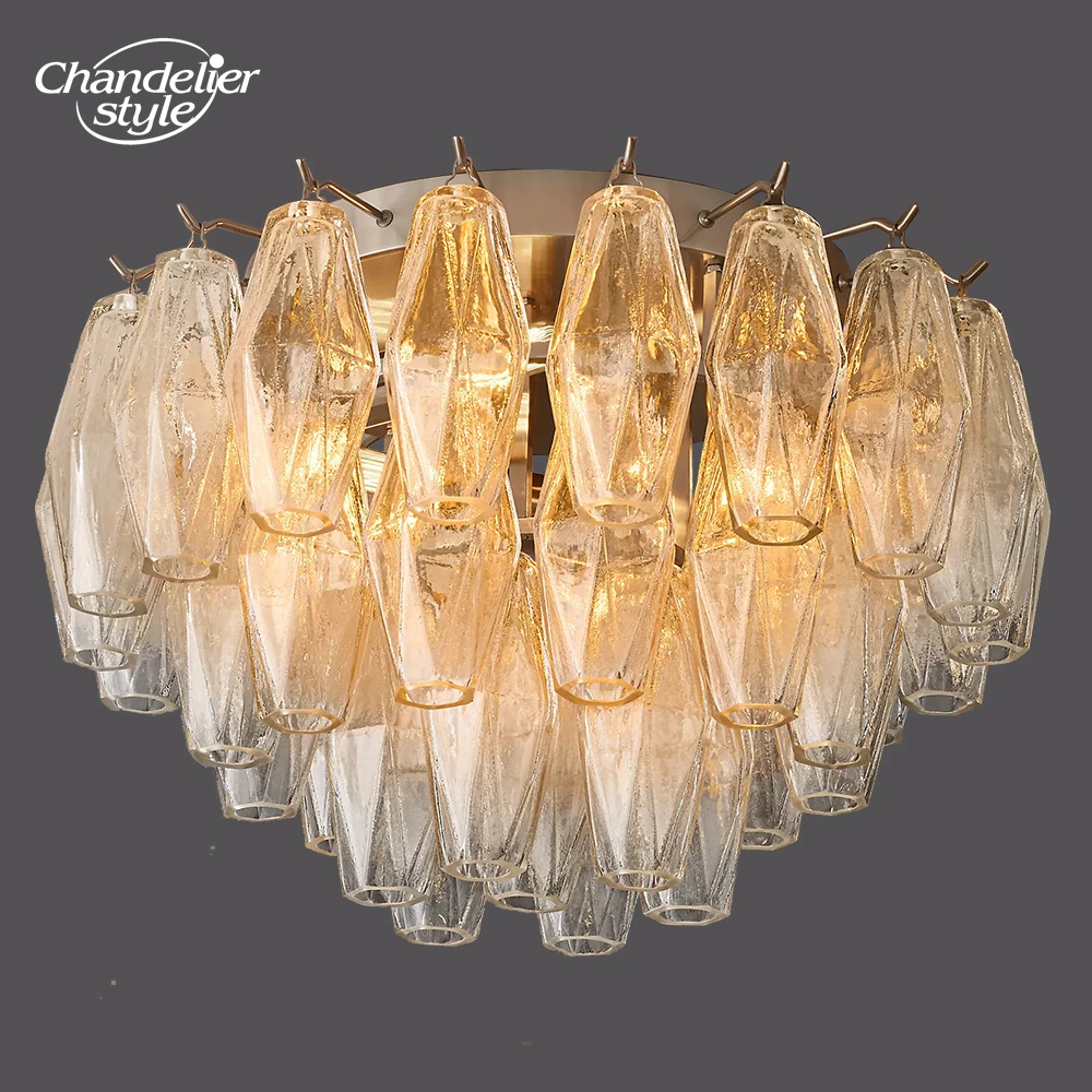 

Chiara Clear Smoke Glass Flushmount Modern Retro LED Round Ceiling Lights Fixture Living Room Bedroom Farmhouse Lamps Lustre