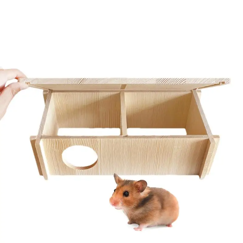 2-Room Large Hamster Multi-chamber Hamster Small Pets Wooden Hideout House Hamster Rectangle hamster Tunnel Woodland Pets House