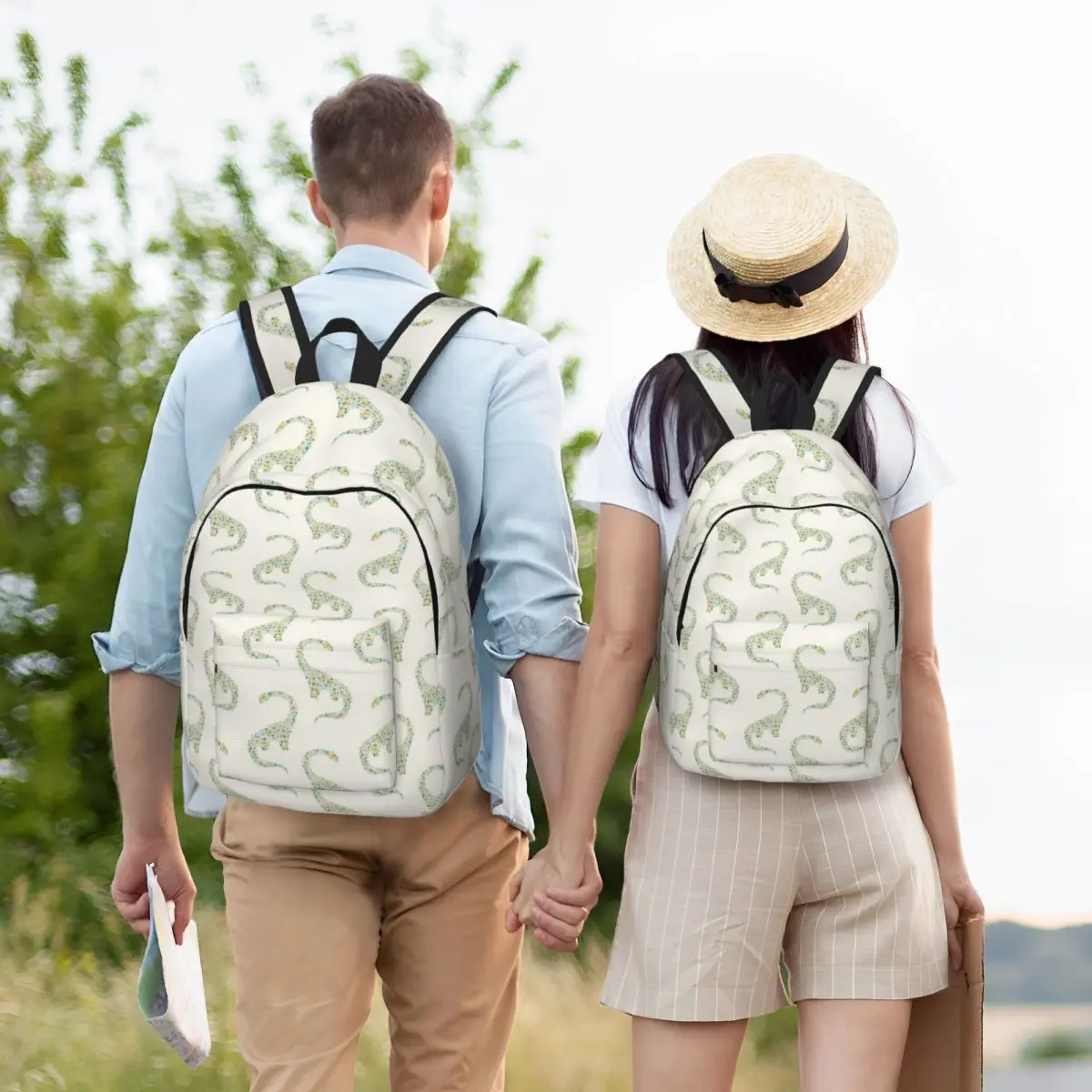 Mochila con estampado Floral para hombre y mujer, bolsa de libros con diseño de dinosaurio, ideal para estudiantes, amantes de los dinosaurios, ideal para ir de excursión a la universidad