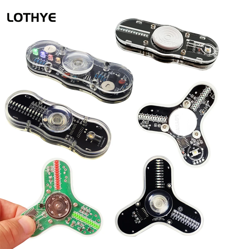 LOTHYE LED Luminous Speaker Atmosphere DIY Kit Fidget Spinner DIY Gyroscope Electronic Kit Gyro Fun Soldering Circuit board kit