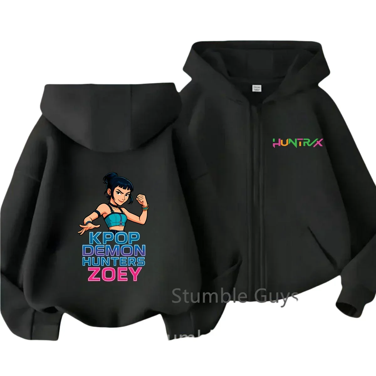 

Warm Fall/Winter Kids Sweatshirt: KPop Devil Hunter Theme, Zippered Printed Top for Boys & Girls