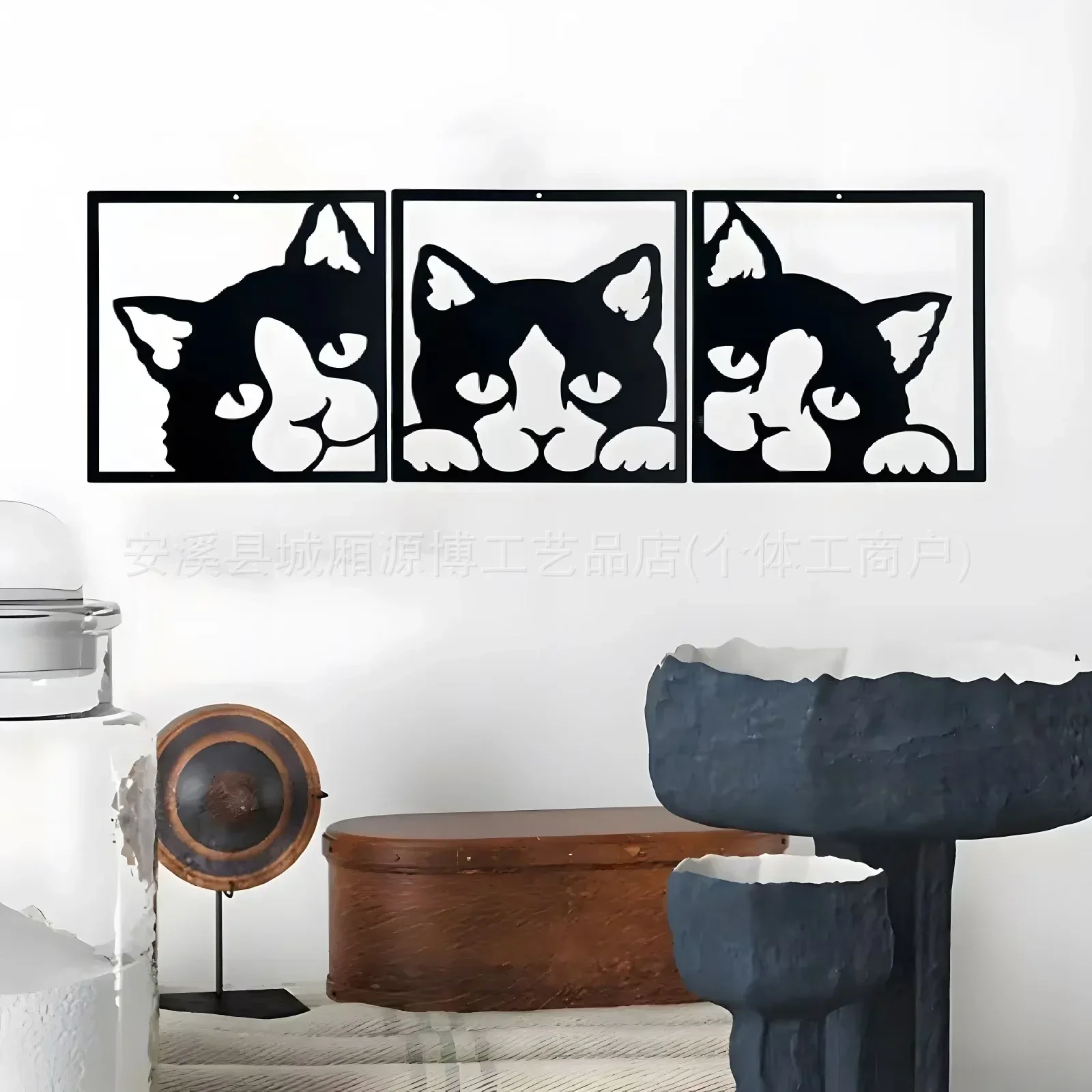 

Iron wall cat wall art black animal wall decoration bathroom decoration bedroom