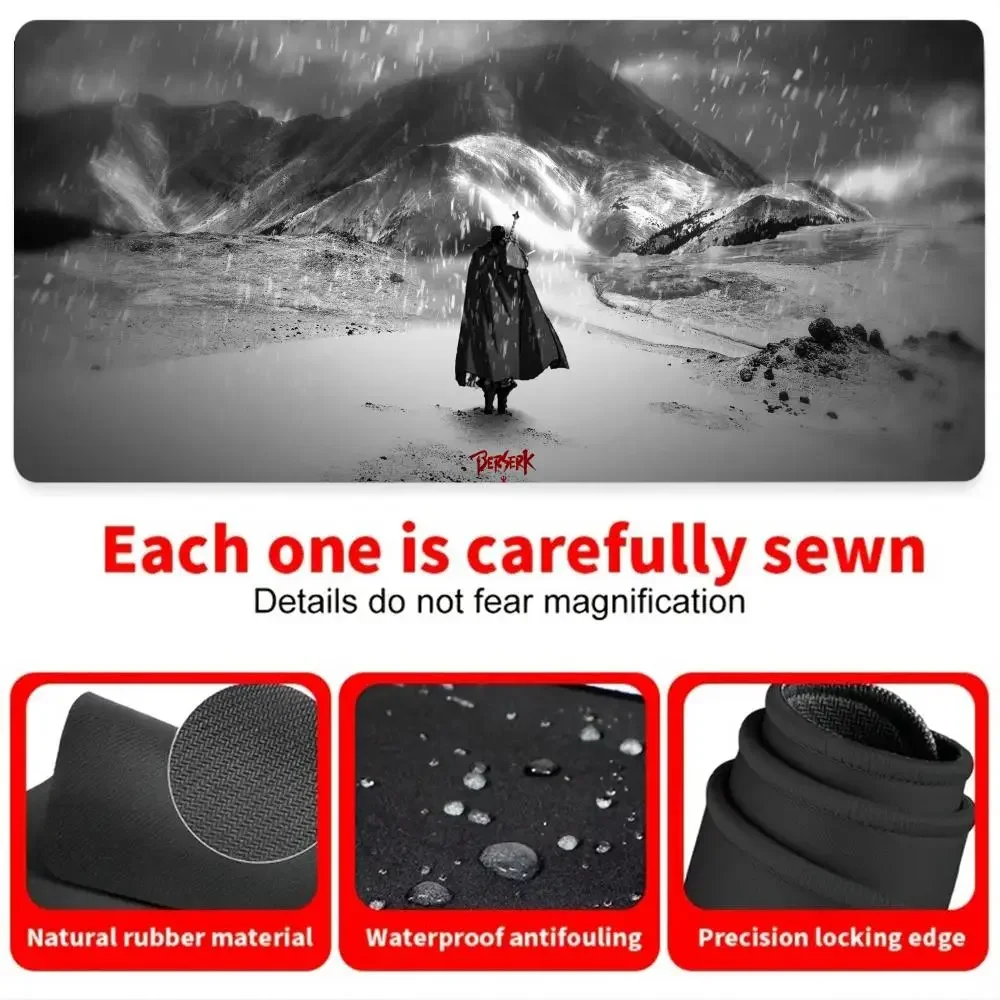 Tapetes de mouse para jogos de tamanho grande XXL, parte traseira de personagem de anime super legal, material de borracha, bordas costuradas, adequados para escritório e casa