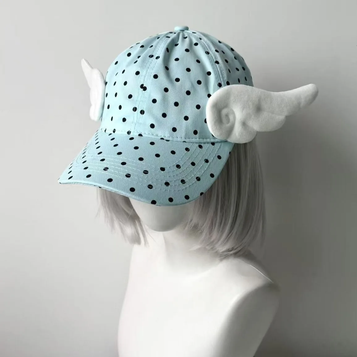 Handmade Retro Style Angel Wing Polka-dot Baseball Cap  Subculture Casual Hat Spring Summer Dopamine Baseball Cap