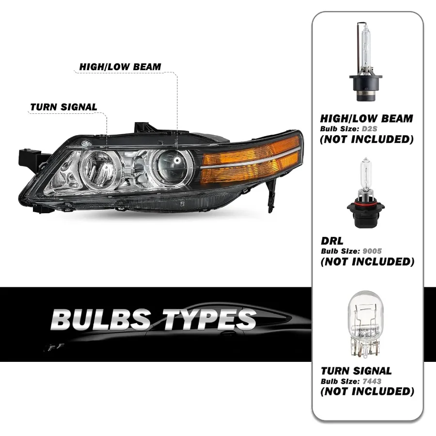 مجموعة مصابيح أمامية HID Xenon مصممة لقاعدة Acura TL 20072008 ونماذج الملاحة عالية الأداء من جانب السائق الأيسر