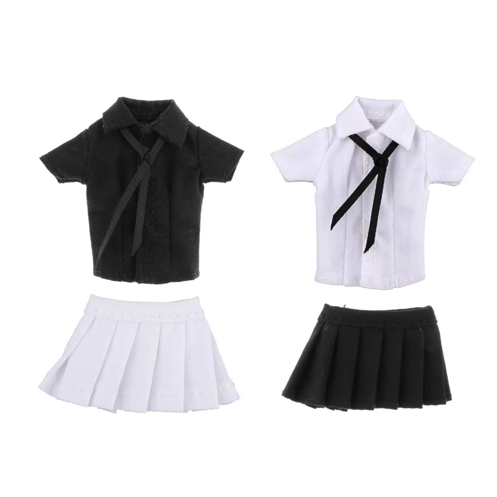

1/12 Scale Female Figure Doll Clothes Short Skirt Shirt with Tie Stylish Handmade Dolls Dress up Outfit for 6inch Female Figures
