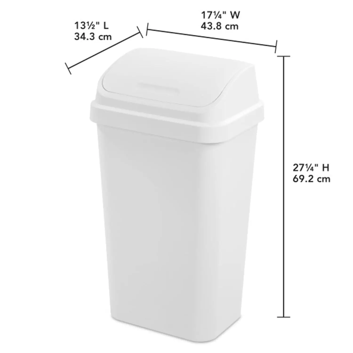 4 Pack Kitchen Garbage Trash Can with Plastic Swing Top, 13 Gal, White