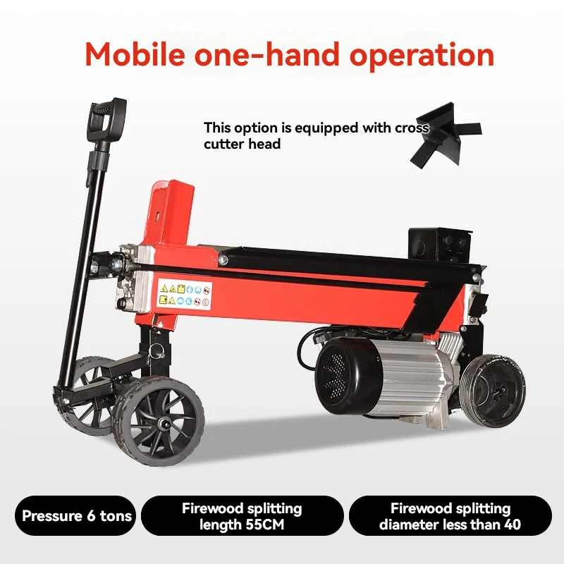 

6T Hydraulic Wood Cutting Machine, Electric Wood Breaking Machine, Four-wheel Convenient Automatic Wood Cutting Artifact