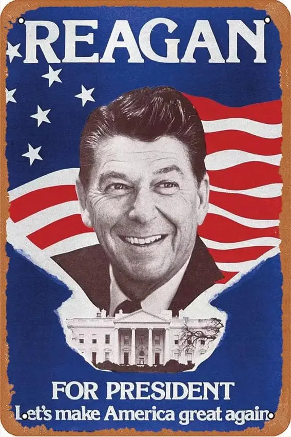 Ronald Reagan (1911-2004) Vintage Metal Tin Sign 12X8 Inch Poster Cafe Bar Office Art Wall Decoration