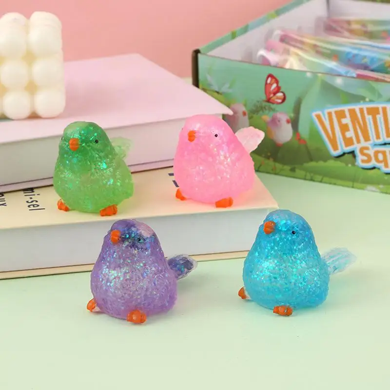 Schattige Kleine Mus Knijpspeeltje Pailletten Langzaam Stijgende Vogel Anti-stress Mochi Speelgoed Handheld Cartoon Dier Knijpspeelgoed Voor kinderen