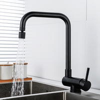 Inner Window Kitchen Faucet Rotating Folding Down Hot Cold Water  Mixer Tap Black Stainless Steel Sink Tap Stream Sprayer Head