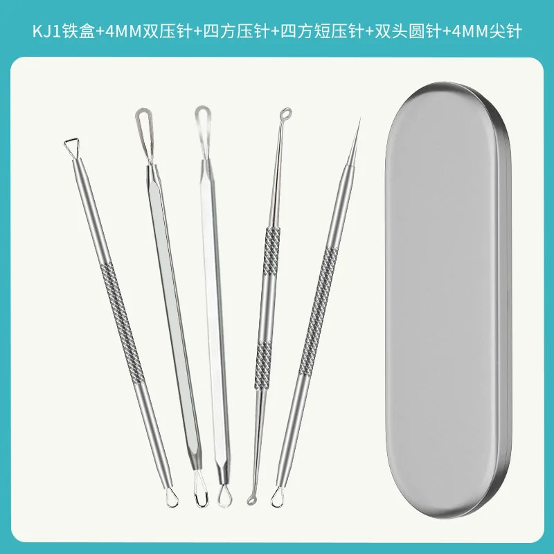 Pinzette per punti neri in acciaio inossidabile Set di strumenti Clip per acne Clip per cellule Ago per acne Ago per spremere l'acne Strumento per la cura della pelle del viso