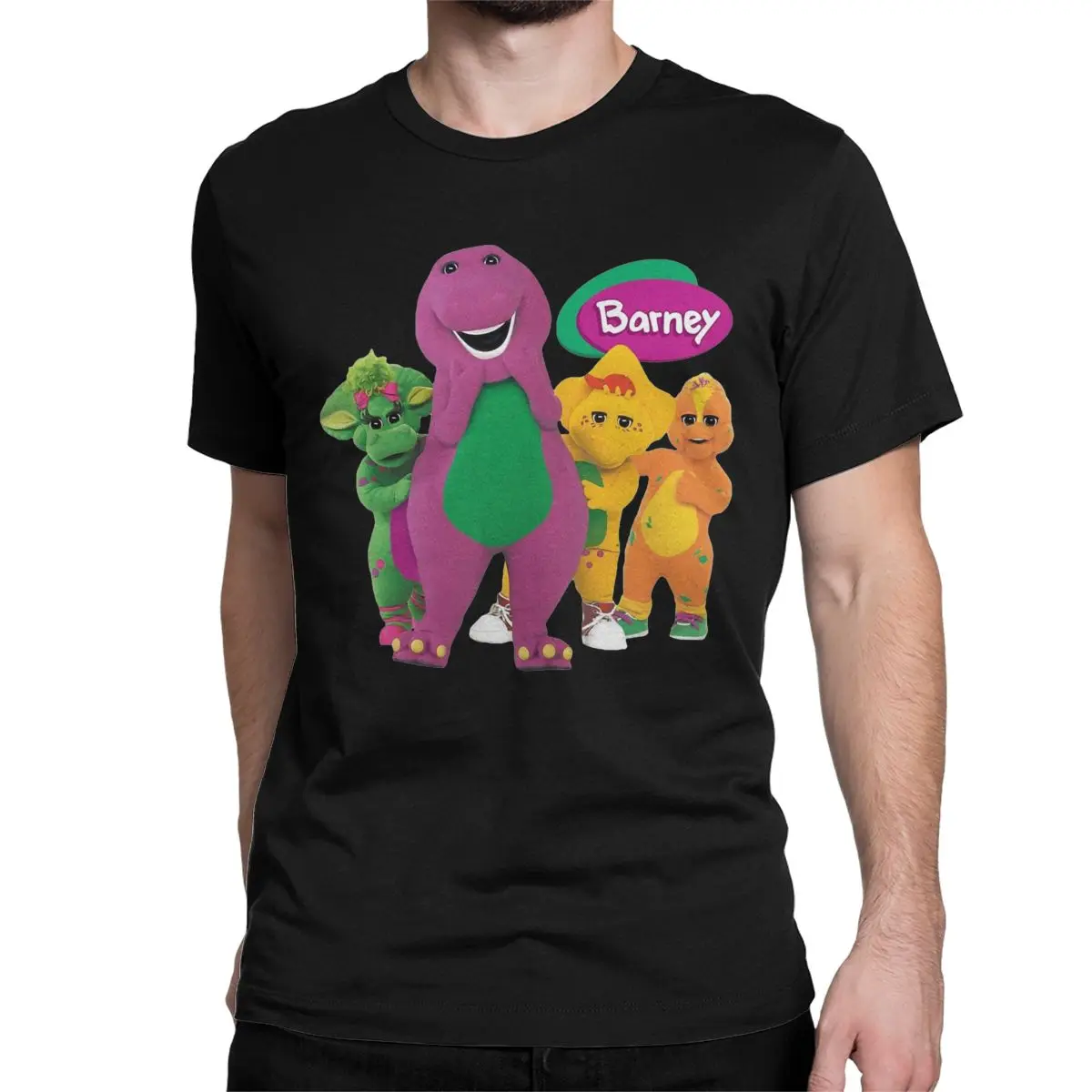 Barney Friends Cartoon T Shirts Men Women 100% Cotton Crazy T-Shirt Crewneck Tees Short Sleeve Clothing Plus Size