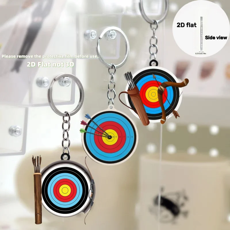 2D Archery Target Keychain Colourful Pendant Acrylic Ornament Charm Hanging Decor for Home Car Backpack Festive Party Gifts