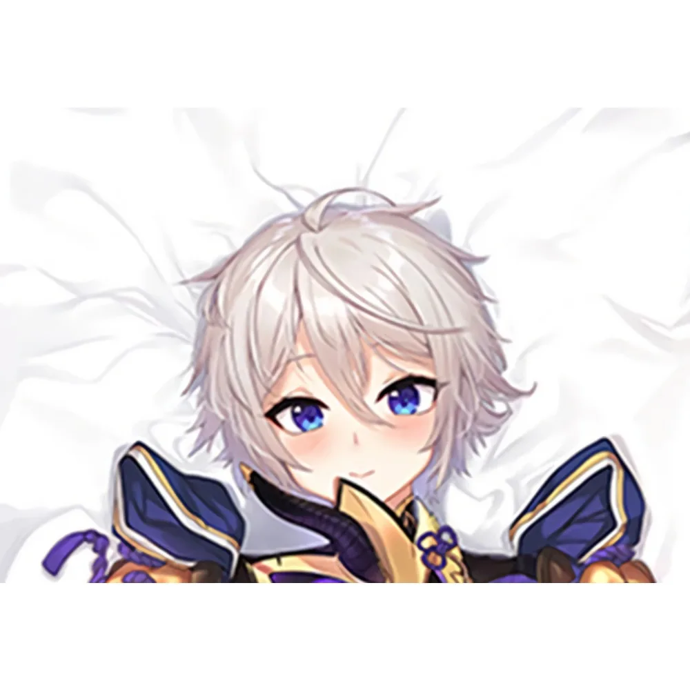 Anime Prince of Lanling Dakimakura Case Silver Hair Golden Armor Mask Purple Gem Double Sided Printing Soft Pillowcase