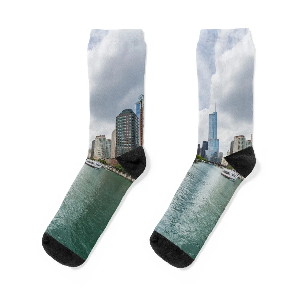 

Down Chicago River Socks Running christmas gift cool christmas gifts Mens Socks Women's