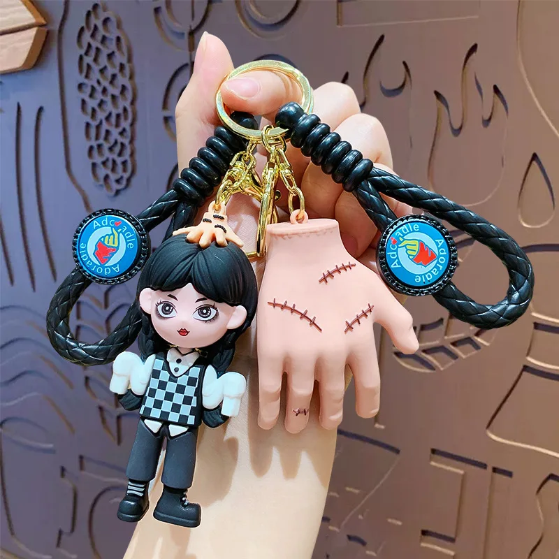 Cartoon Wednesday Adams Doll Creative Car Keychain Student Schoolbag Pendant Premium Feel Small Gift Wholesale