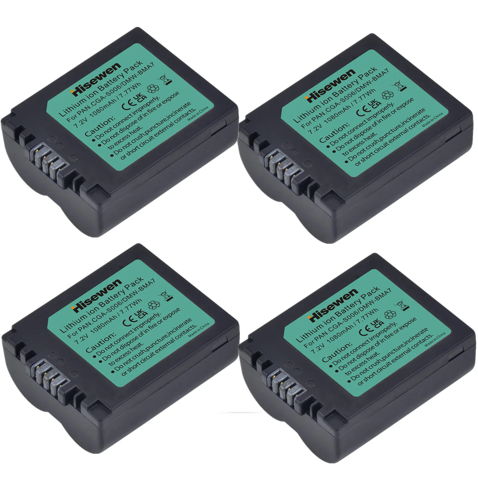 Hisewen 1080mAh CGA-S006 CGR CGA S006E S006A S006 DMW-BMA7 Li-ion Battery for Panasonic DMC FZ7 FZ8 FZ18 FZ28 FZ30 FZ35 FZ38 FZ5