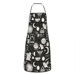 Celestial Space Lunar Pattern Moon Eclipse Bib Aprons Women Men Kitchen Chef Halloween Witch Tablier Cuisine for Cooking Baking