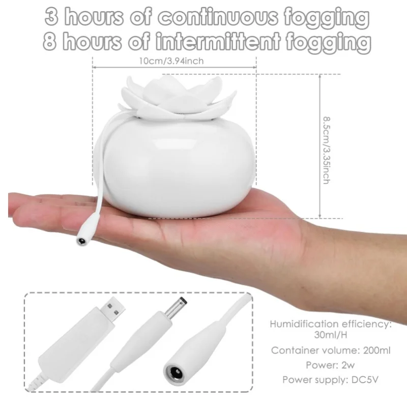 Flower Essential Oil Diffuser Aromatherapy Diffuser Lotus Ceramic Humidifier Crafts Ornaments for Home Bedroom Office Yoga SPA