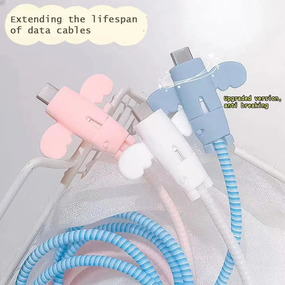 Niedlichen Engel Flügel Kabels chutz Typ C Ladegerät Kabel Kabel Wickler Organizer Halter für iPhone Micro USB C Line Kabel schützen m2k3