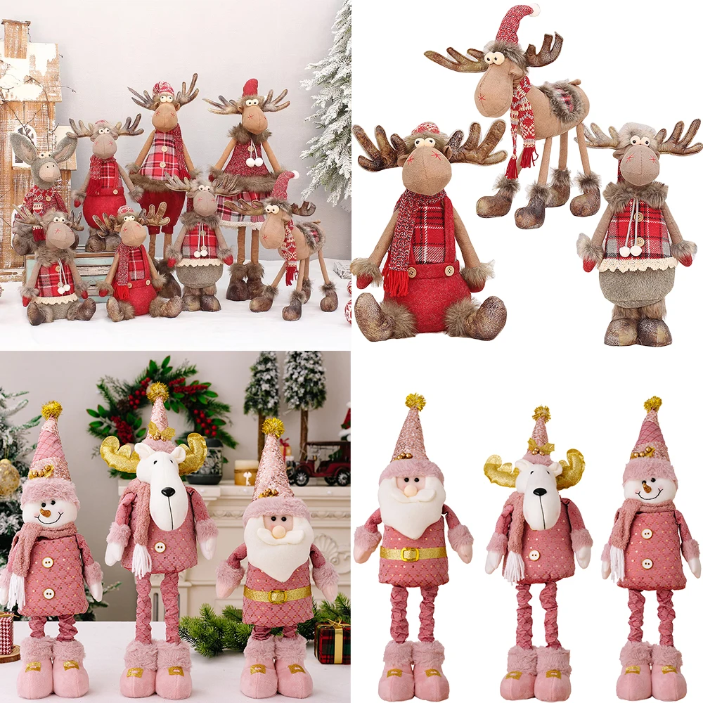 1 unids/lote de decoraciones de alces de Navidad, muñeco de peluche de Reno de pie grande retráctil, juguetes, decoración de árbol de Navidad, adorno de mesa