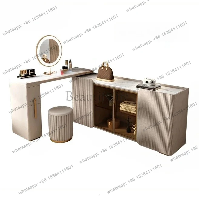 

Modern light luxury rock slab dresser TV cabinet storage integrated small apartment bedroom simple corner makeup desk