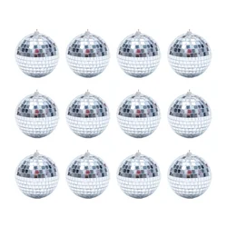 Mirror Disco Ball Ornaments, Christmas Hanging Balls, Xmas Party, Wedding, Home Tree Decoration, 2 cm, 3 cm, 4cm, 12Pcs