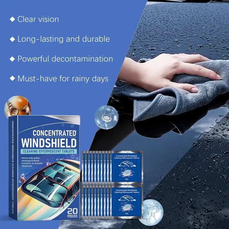 Ön Cam İçin Konsantre Temiz Tabletler Konsantre Yıkama Tabletleri Cam Sıvı Tablet Efervesan Tablet Lekeleri Giderir