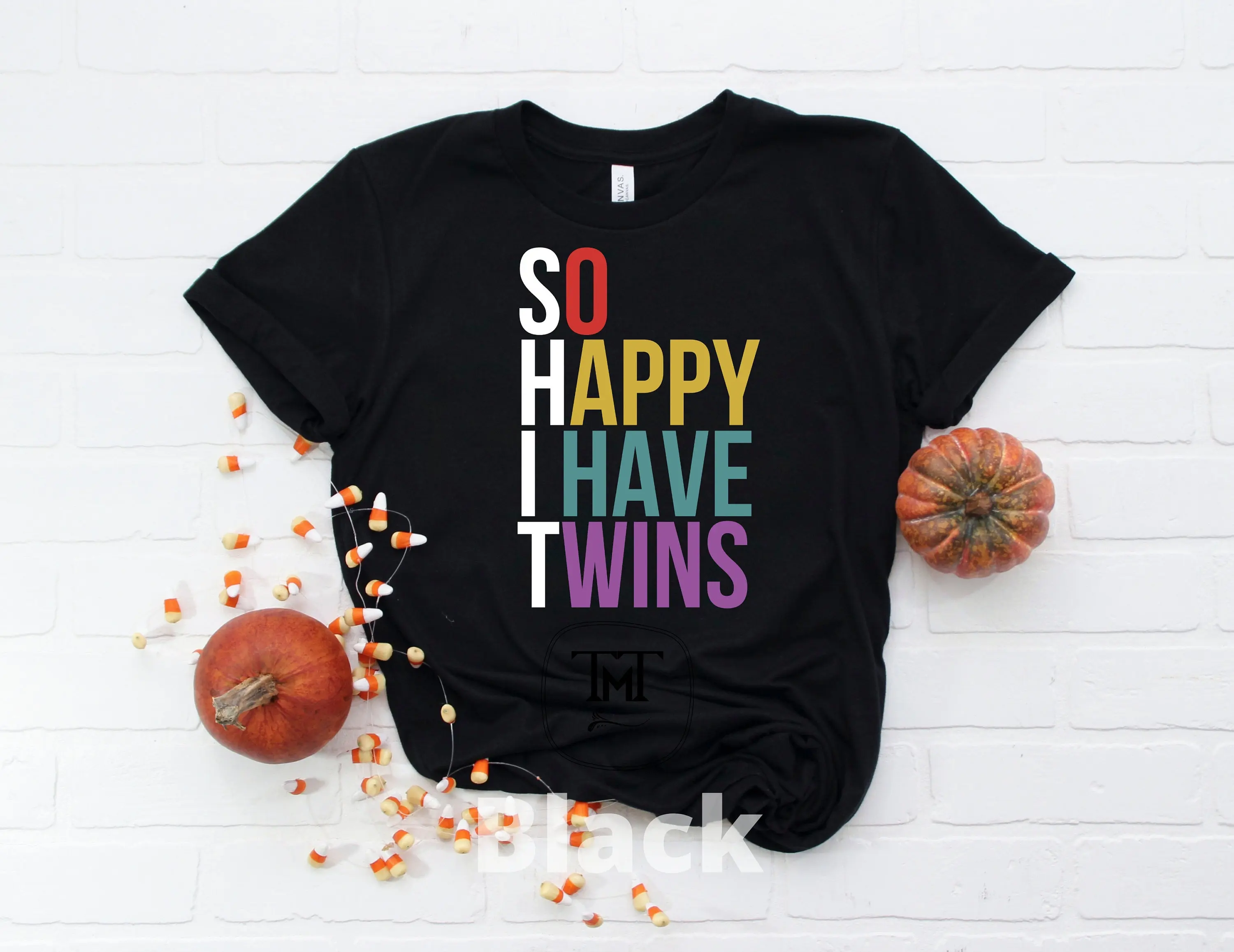 So Happy I Have Twins Twin Pregnancy Announcement Funny Baby Maternity T Shirt Reveal