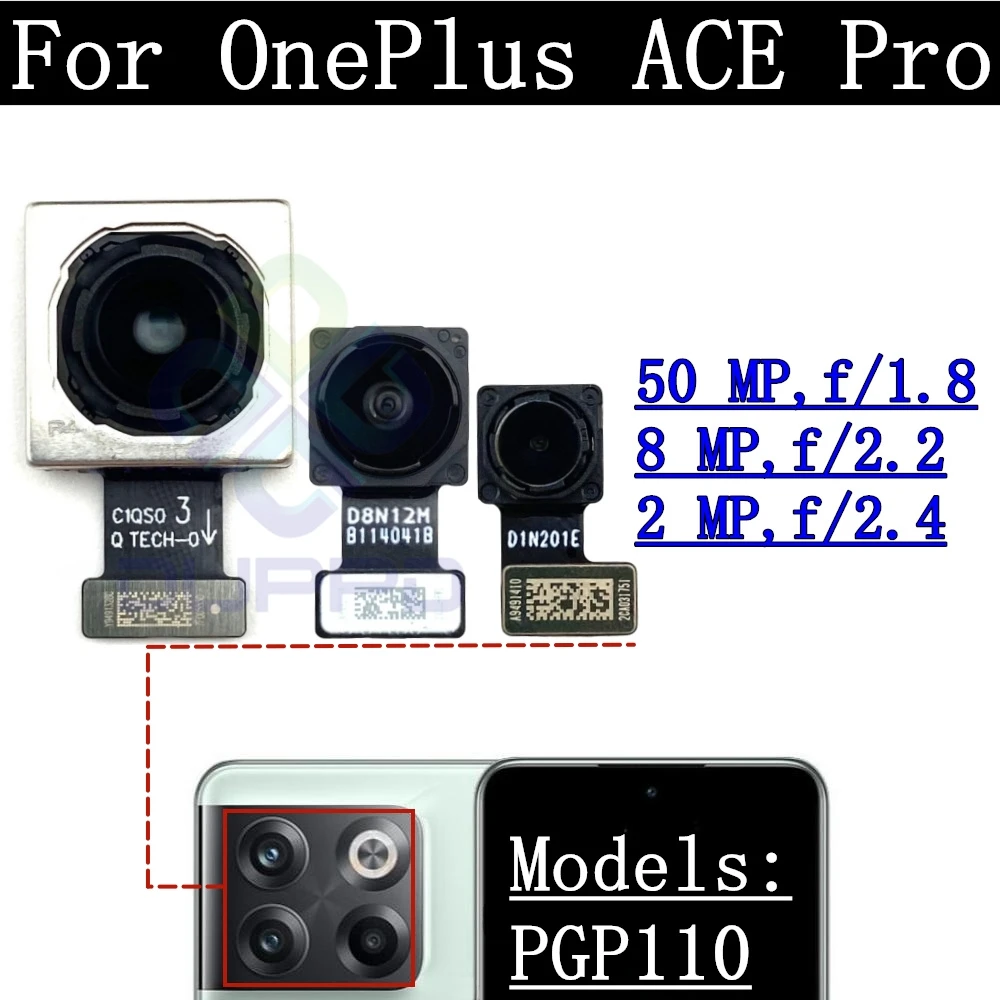 Câble flexible de Module de caméra arrière pour Selfie avant, pour OnePlus 10T ACE Pro ACEPro PGP110, objectif de caméra arrière principal large en verre