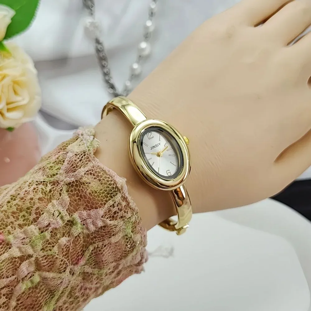 Famous Brand Gold Quartz Watch Women Bracelet Watches Fashion Oval Bathtub Shaped Wristwatches Dropshipping Clock Luxury Gifts
