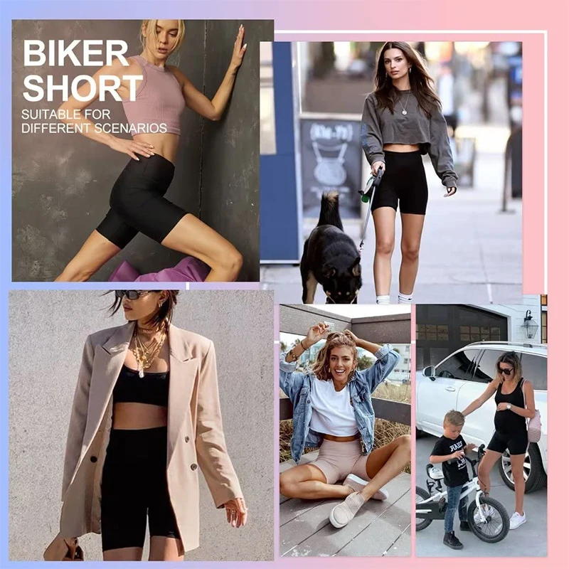 Womens Biker Shorts 6'' / 8'' - Seamless Leggings High Waisted Booty Workout Volleyball Yoga Spandex Pants