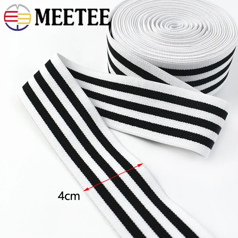 5/10Meters Black White Stripe Elastic Band Decor Stretch Rubber Ribbon for Sewing Clothes Pants Dress Belt Tape DIY Accessories