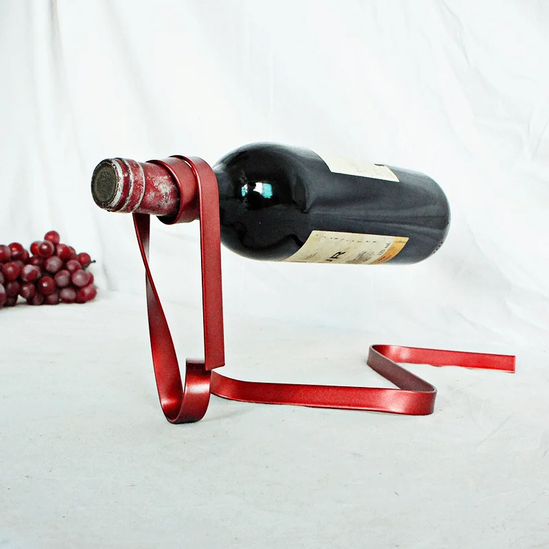 Ribbon wine rack, suspended red wine bottle, gravity balance bracket, novelty birthday gift ornaments