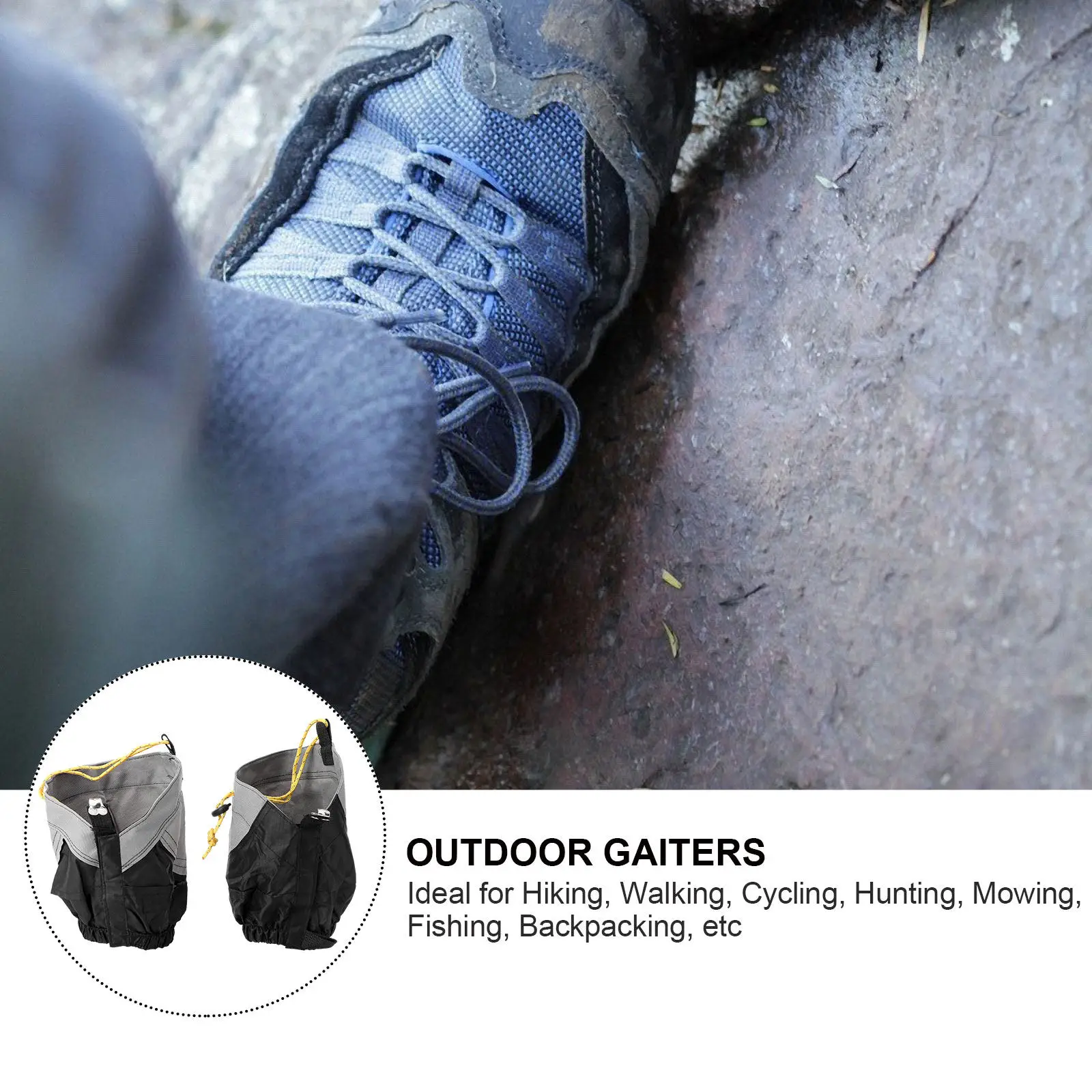 Waterproof Boot Gaiters For Hiking Winter Hiking Lightweight Nylon Sand Mud Prevention Black Color Adjustable Outdoor
