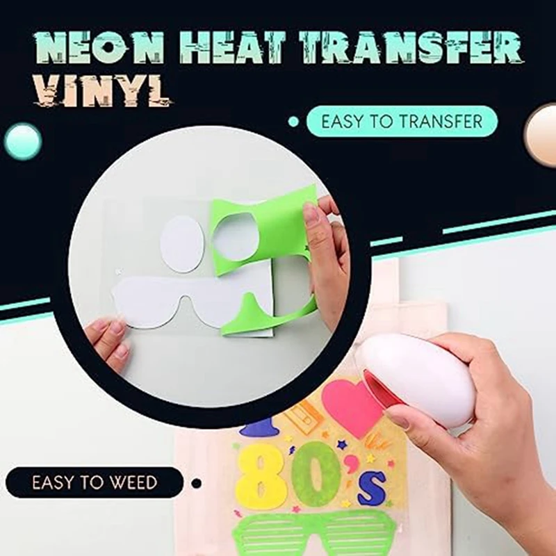 HTV Heat Transfer Vinyl Set -30X25cm 10 Sheets Neon Iron On Vinyl Green Neon HTV Blue Neon Heat Transfer Vinyl T-Shirt Set