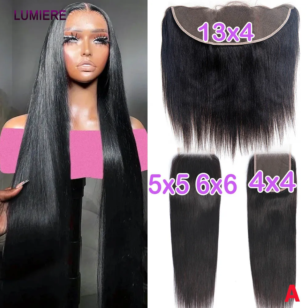 Lumiere 13X4 Lace Frontal 100% Real Virgin Raw Brazilian Human Hair Lace Closure Only with Braids 10 Inches 13x4 Transparent Lac