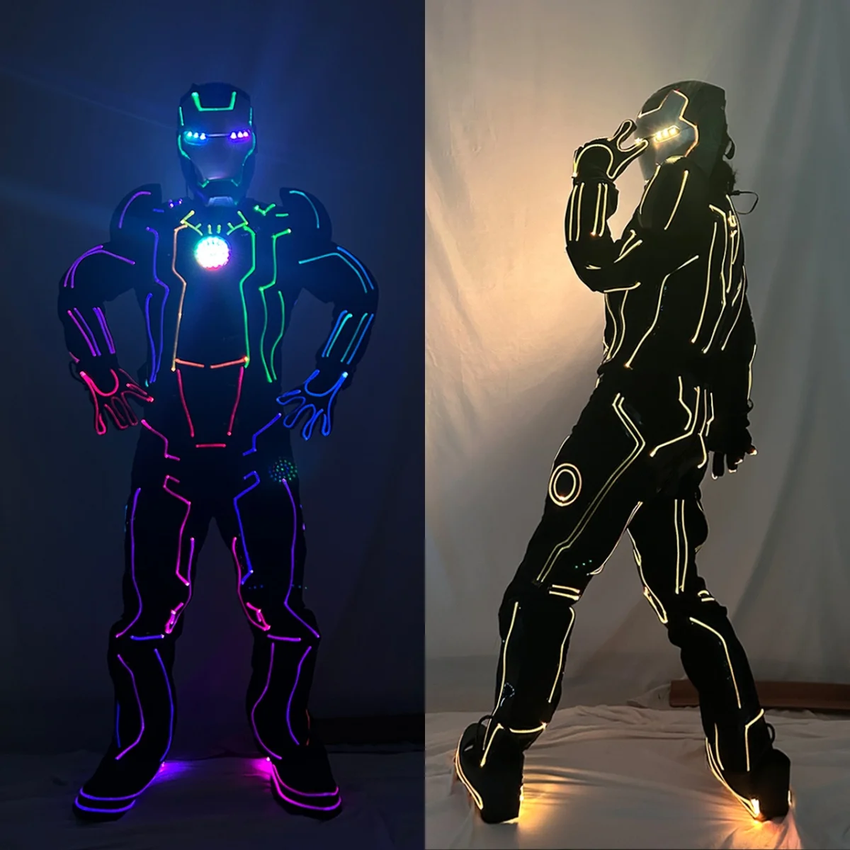 

Men's LED Fiber Optic Dance Costume Electronic Glow Stage Wear Fluorescent LED Clothes for Nightclub Bar Party