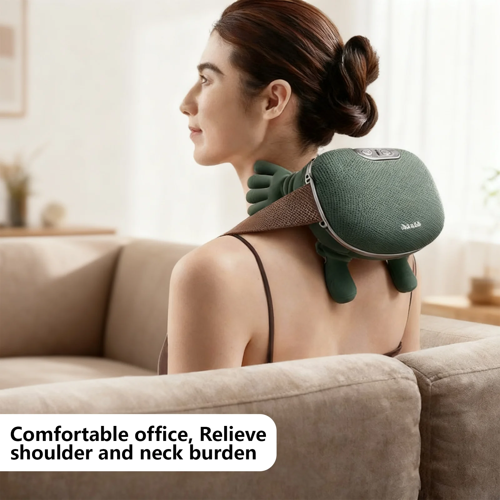 Beheiztes Nacken-Schulter-Massagegerät, kabellos, USB-aufladbar, 3 Massagemodi, 2 Wärmestufen, 4D-Knetmassagekissen für Nacken-, Schulter- und Rückenentspannung. – Detail 6
