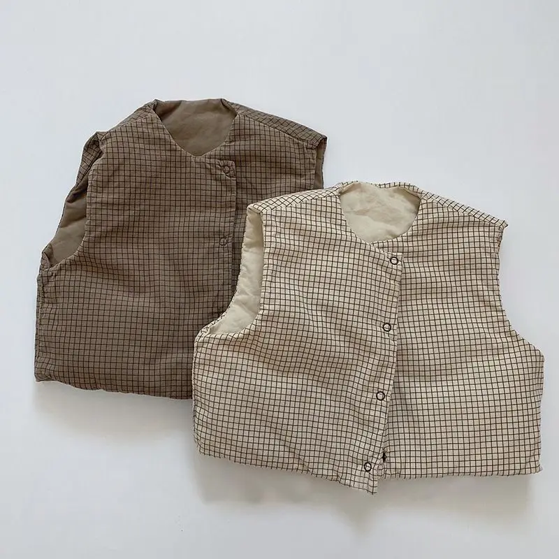 Children's Winter New Solid Color Vest for Boys and Girls, Boys Wearing Vests Big Kids Baby Warm Sleeveless Vest