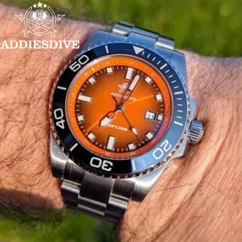 

ADDIESDIVE 41mm Diver Men's Watch Fashion Gradient Color AD2089 Quartz Watches Luminous 200m Waterproof Stainless Watch reloj