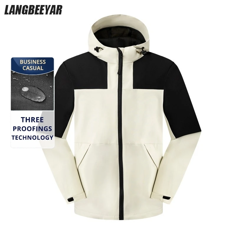 

Premium Warm Fleece-lined Men Outdoor Jacket Windbreaker Hooded Casual Windproof Coats Anorak Hard Shell Spring Autumn Outerwear