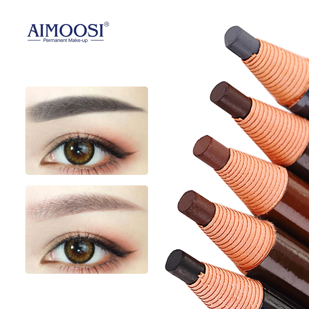 5Pcs Eyebrow Pen 5 Colors Semi Permanent Makeup Tattoo Microblading Dark Brown Eyebrow Pencil Cosmetic Beauty Women Supplies