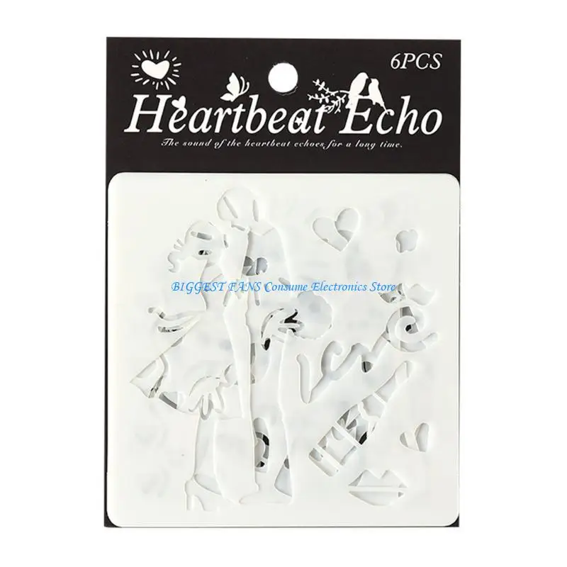 

6 Pcs PET Couple Stencils Easy to Use Heart Drawing Templates Craft Stencils For Art Projects And Decorative Crafting